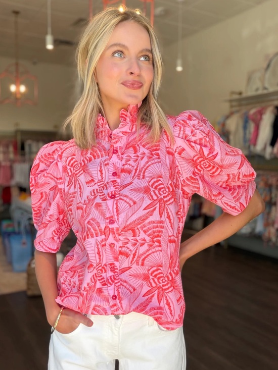 Karlie Tops - Karlie Tropical Linen Blouse